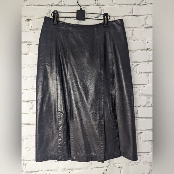 Danier Charcoal Leather Pencil Skirt - Picture 2 of 7